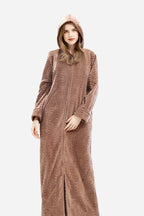 Stylish Flannel Hooded Nightgown