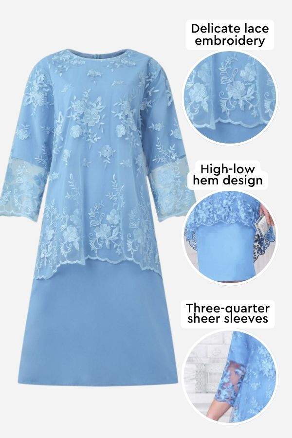 Elegant Lace Embroidered Two-Piece Evening Dress