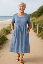 Brienne Pasiasta Sukienka Midi – Bezwysiłkowy Komfort, Codzienna Pewność