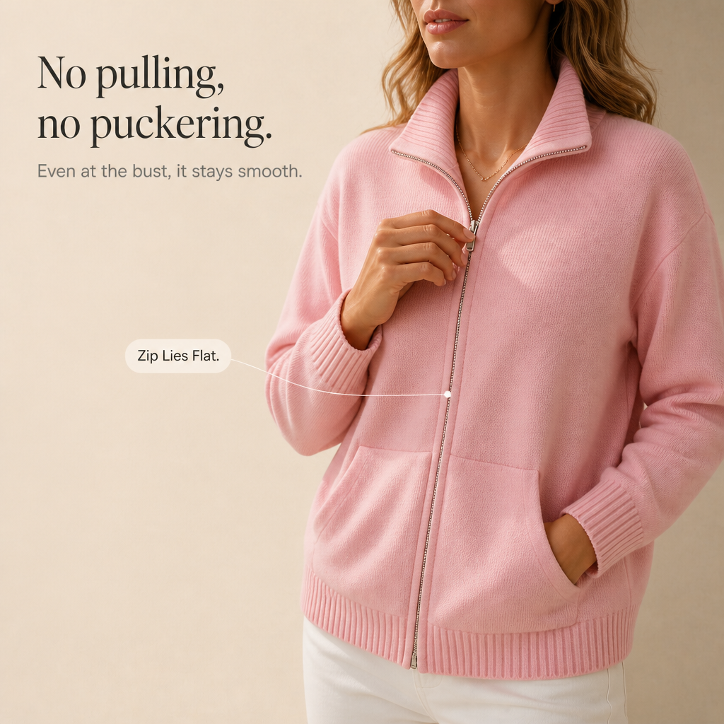 Wearbella – Kardigan z dzianiny z zamkiem z przodu i żebrowanym kołnierzem