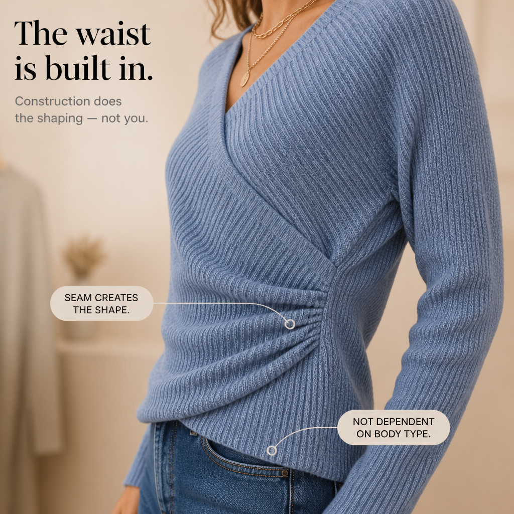 Cinchable – Sweter z dekoltem w serek i wiązaniem