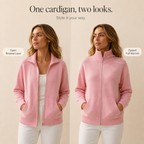 Wearbella – Kardigan z dzianiny z zamkiem z przodu i żebrowanym kołnierzem