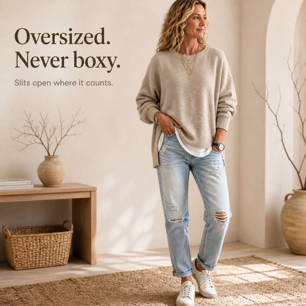 Wearbella – Sweter z obniżonymi ramionami i lanternowymi rękawami
