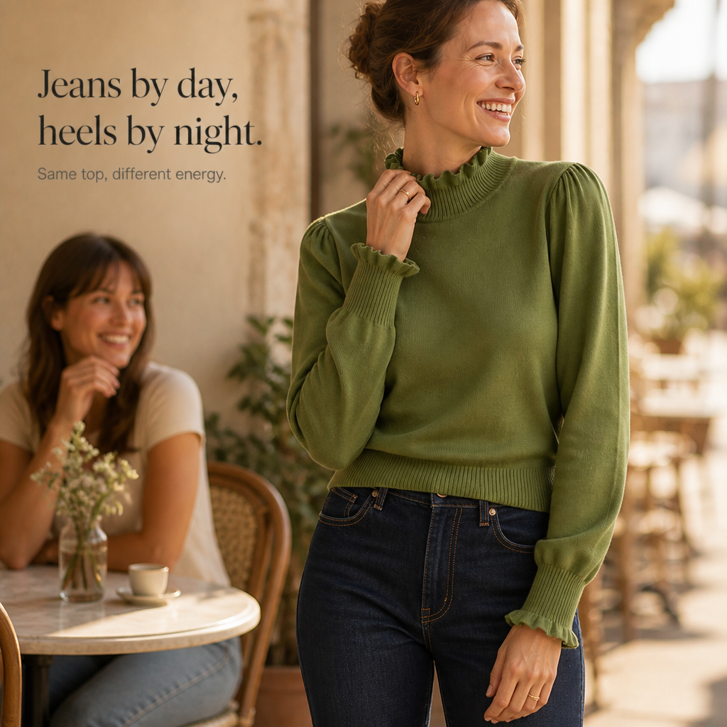 Ruffle & Row – Sweter z falbaną