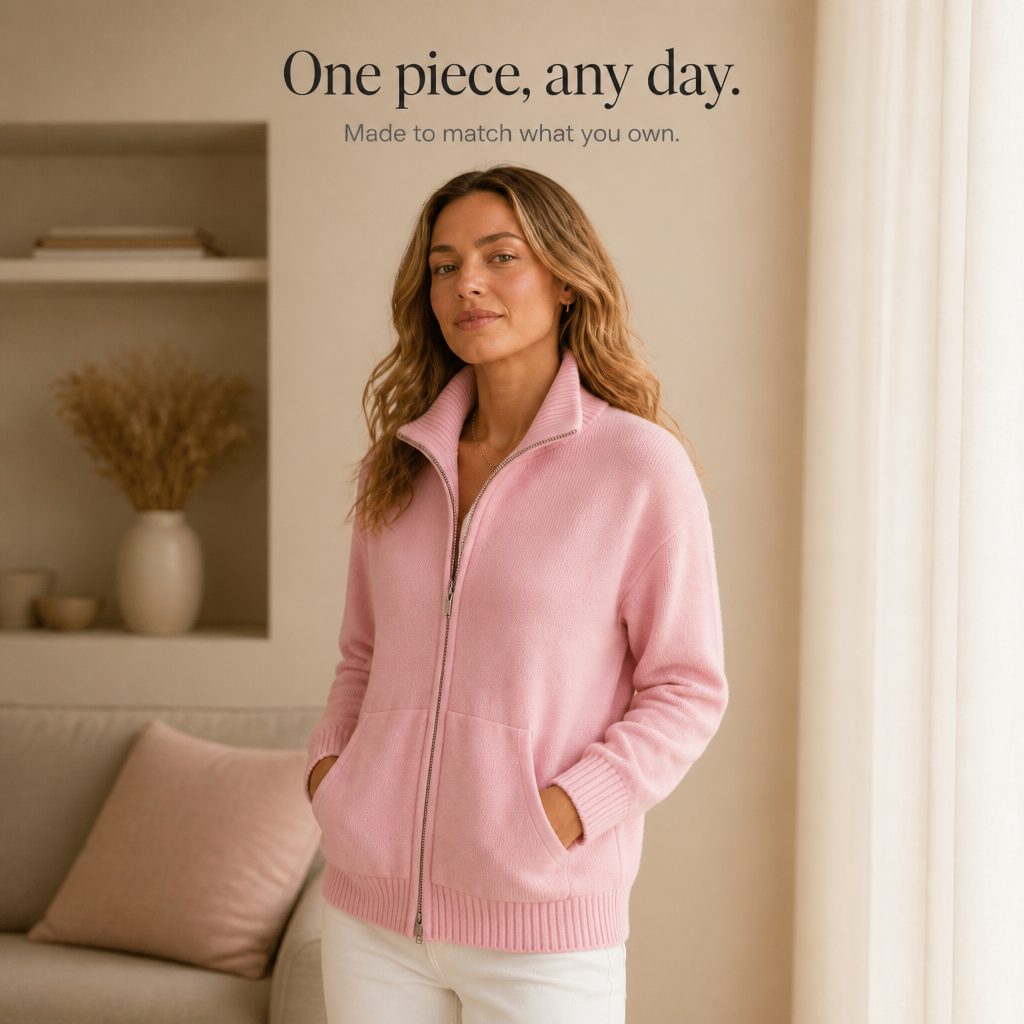 Wearbella – Kardigan z dzianiny z zamkiem z przodu i żebrowanym kołnierzem