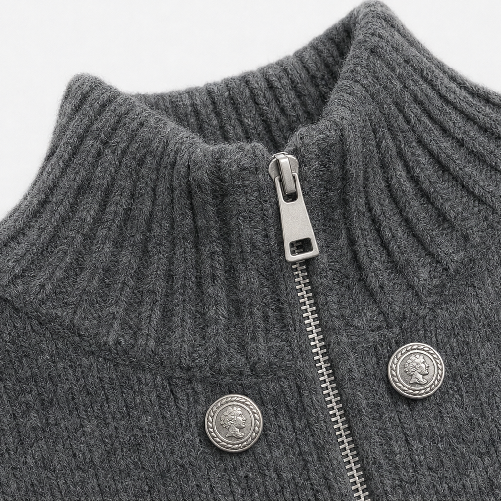 Wearvale – Kardigan z wysokim kołnierzem i dwukierunkowym zamkiem błyskawicznym