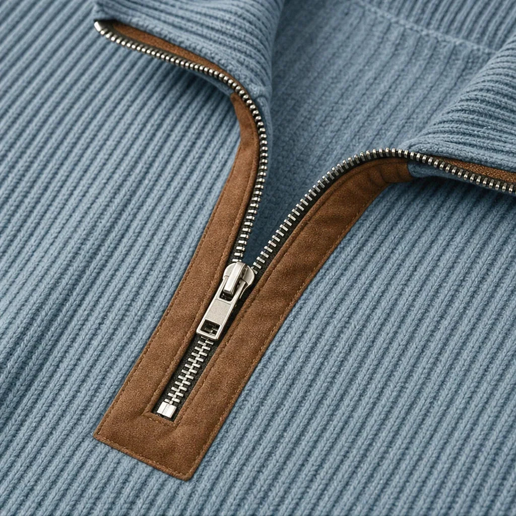 Cozalyn – Sweter z ribbowanym półsuchem i łokciowymi łatami