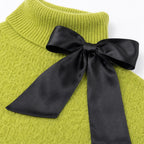 Elegancki Sweter Damski z Odkrytymi Ramionami, Kokardą i Koronką