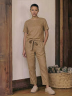 Dwuczęściowy zestaw w kolorze monochromatycznym z mieszanki bawełny i lnu