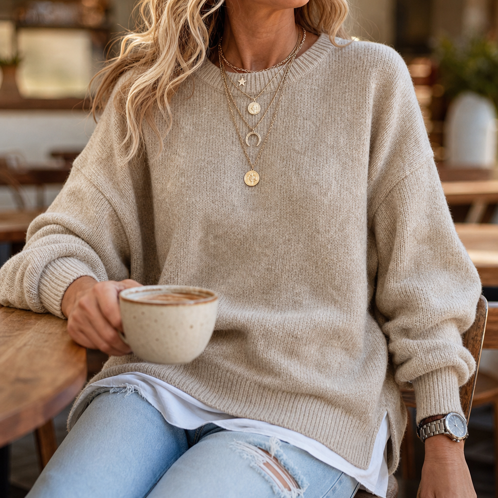 Wearbella – Sweter z obniżonymi ramionami i lanternowymi rękawami
