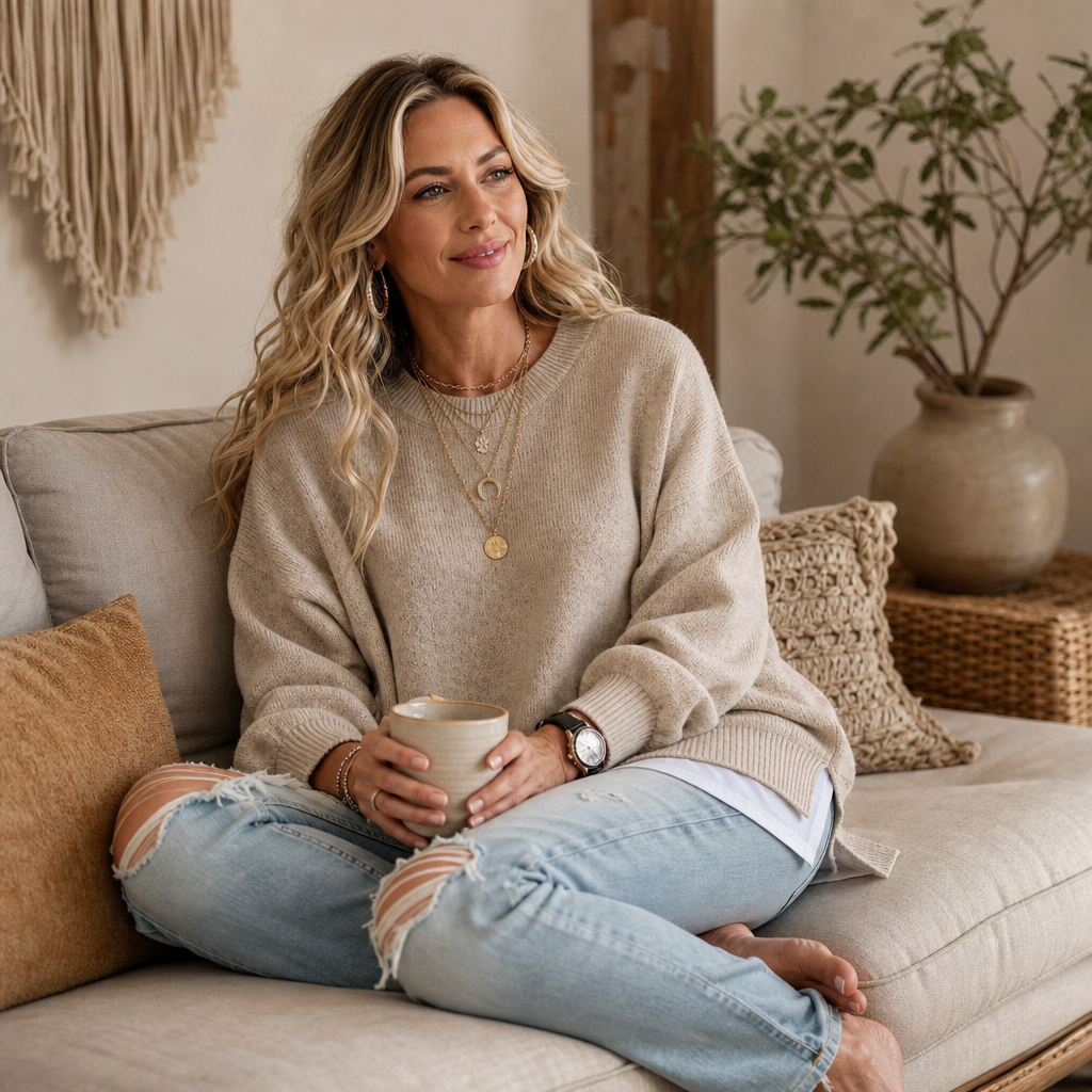 Wearbella – Sweter z obniżonymi ramionami i lanternowymi rękawami