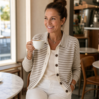 Wearbella – Kardigan w paski z kołnierzykiem i zapięciem na guziki