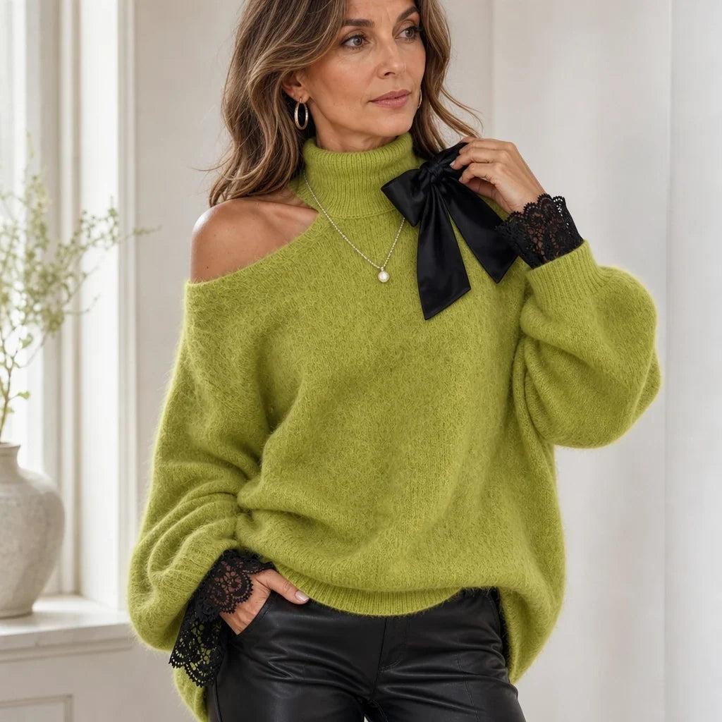 Wearbella – Sweter z odkrytymi ramionami i koronkowymi detalami