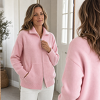 Wearbella – Kardigan z dzianiny z zamkiem z przodu i żebrowanym kołnierzem
