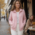 Wearbella – Kardigan z dzianiny z zamkiem z przodu i żebrowanym kołnierzem