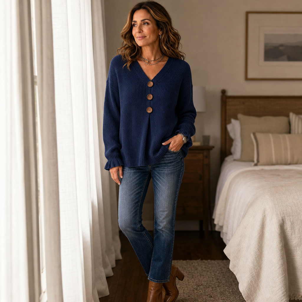Wearbella – Sweter z dekoltem w serek z prążkowanej dzianiny