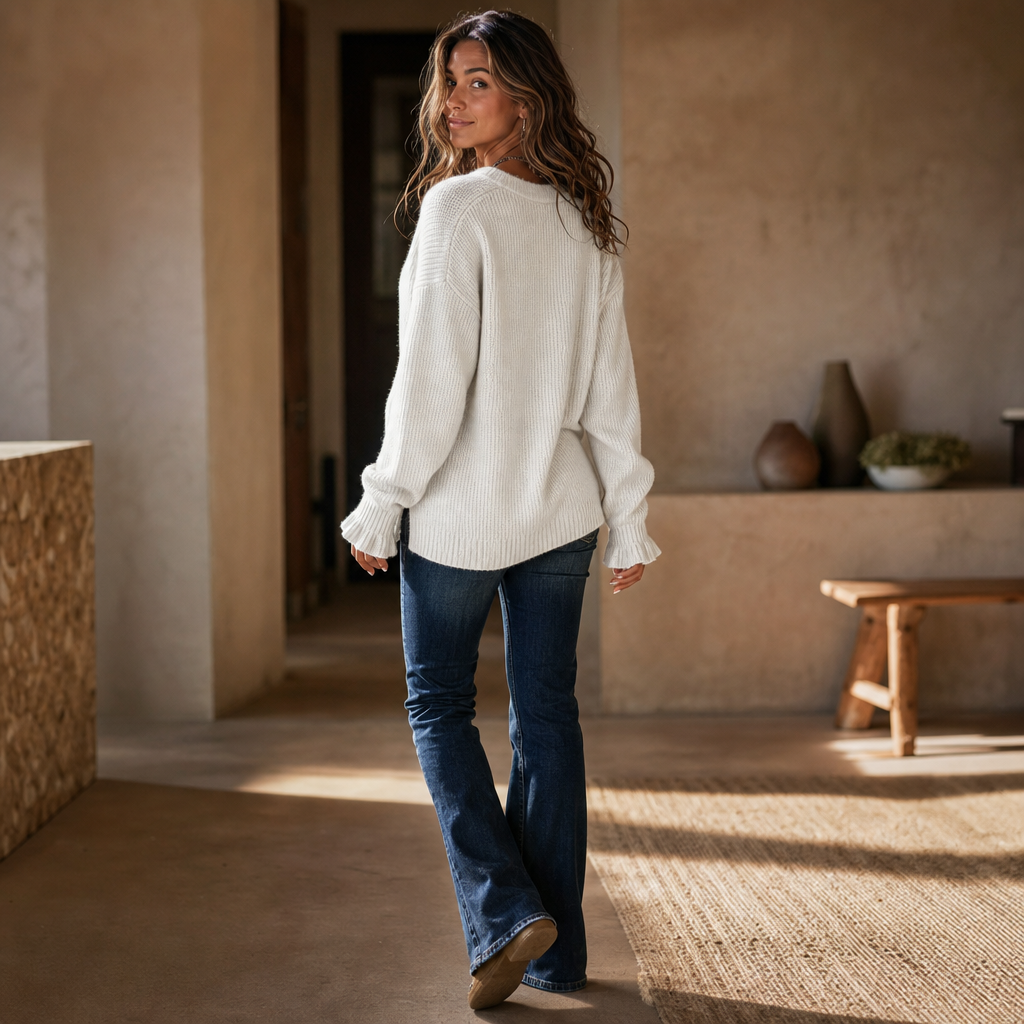 Vessa – Sweter dzianinowy z dekoltem w serek