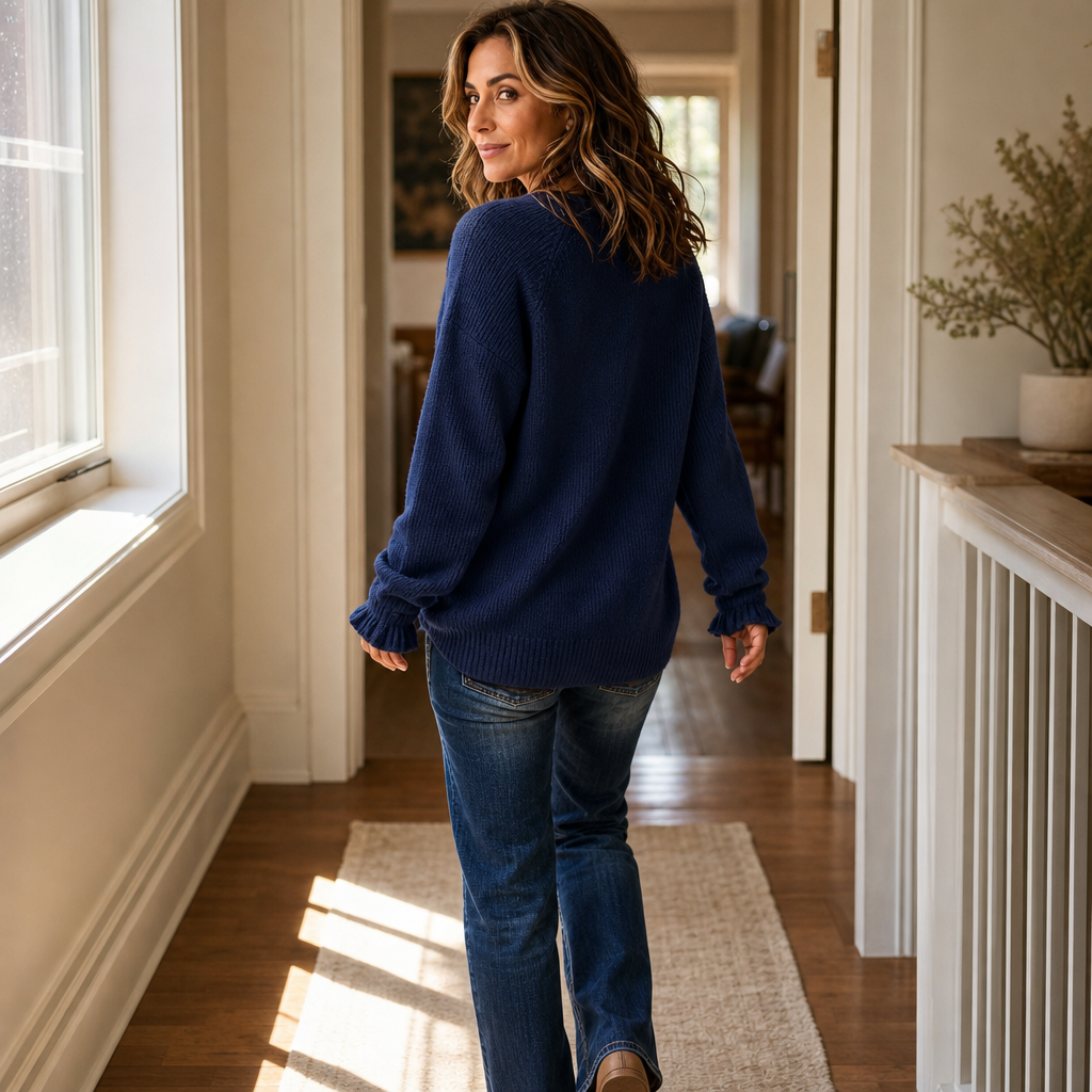 Wearbella – Sweter z dekoltem w serek z prążkowanej dzianiny