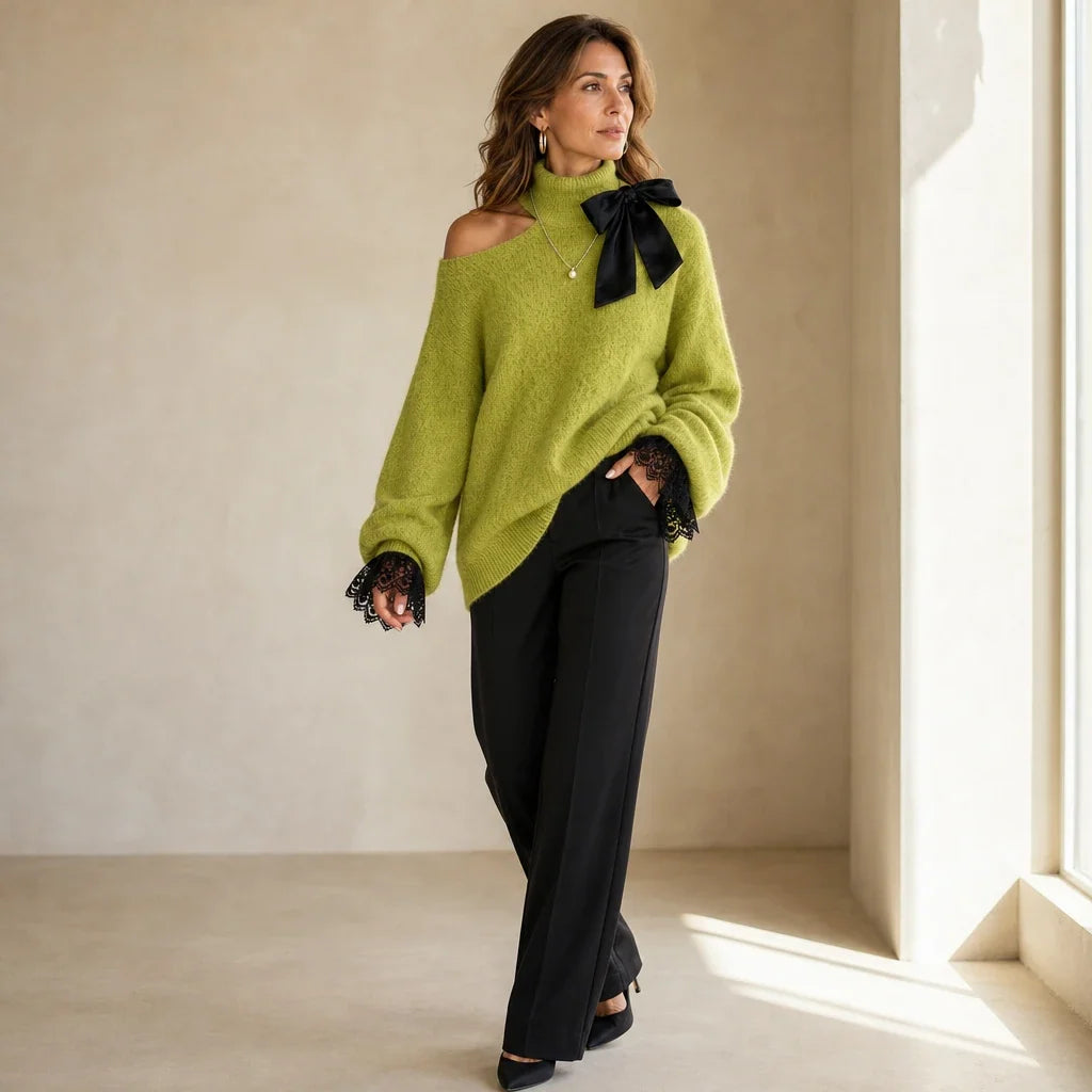 Wearbella – Sweter z odkrytymi ramionami i koronkowymi detalami