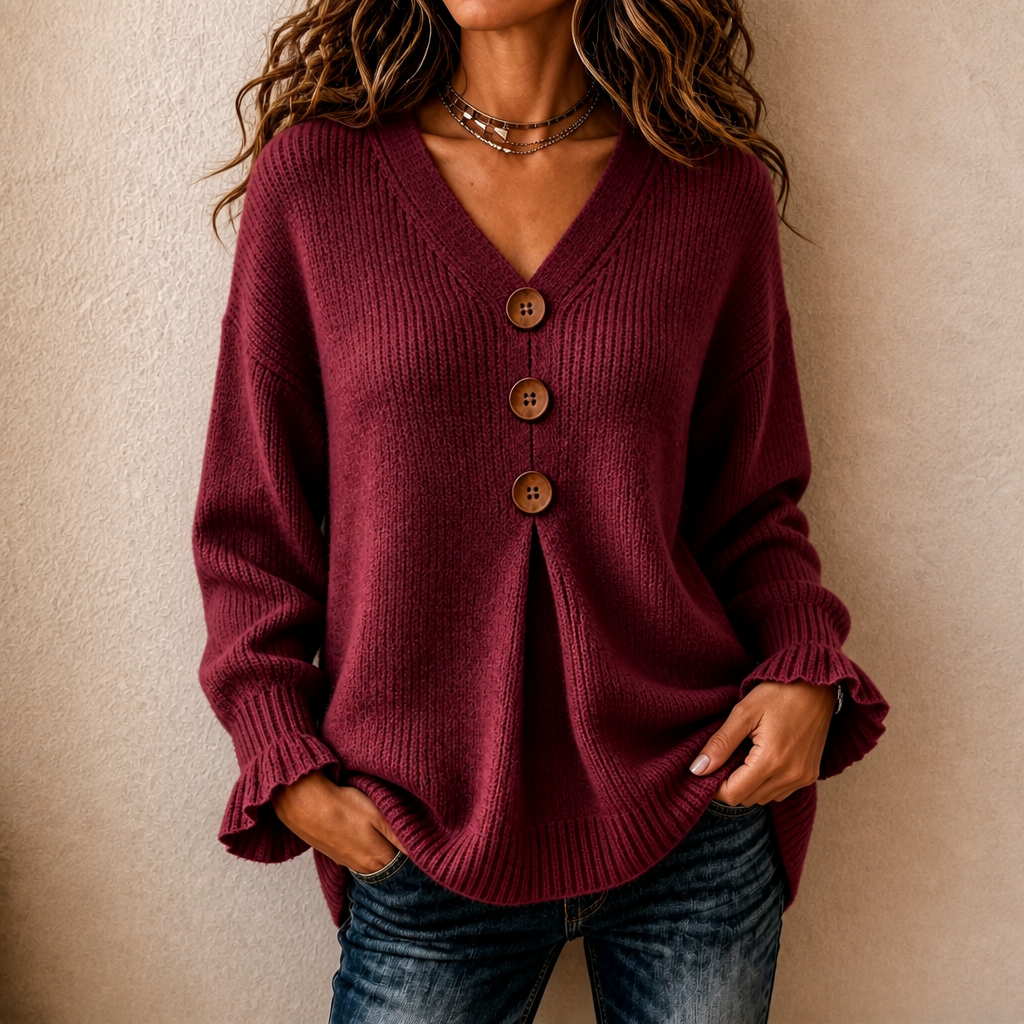 Wearbella – Sweter z dekoltem w serek z prążkowanej dzianiny
