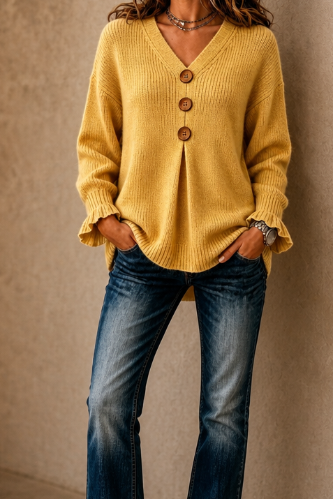 Wearbella – Sweter z dekoltem w serek z prążkowanej dzianiny
