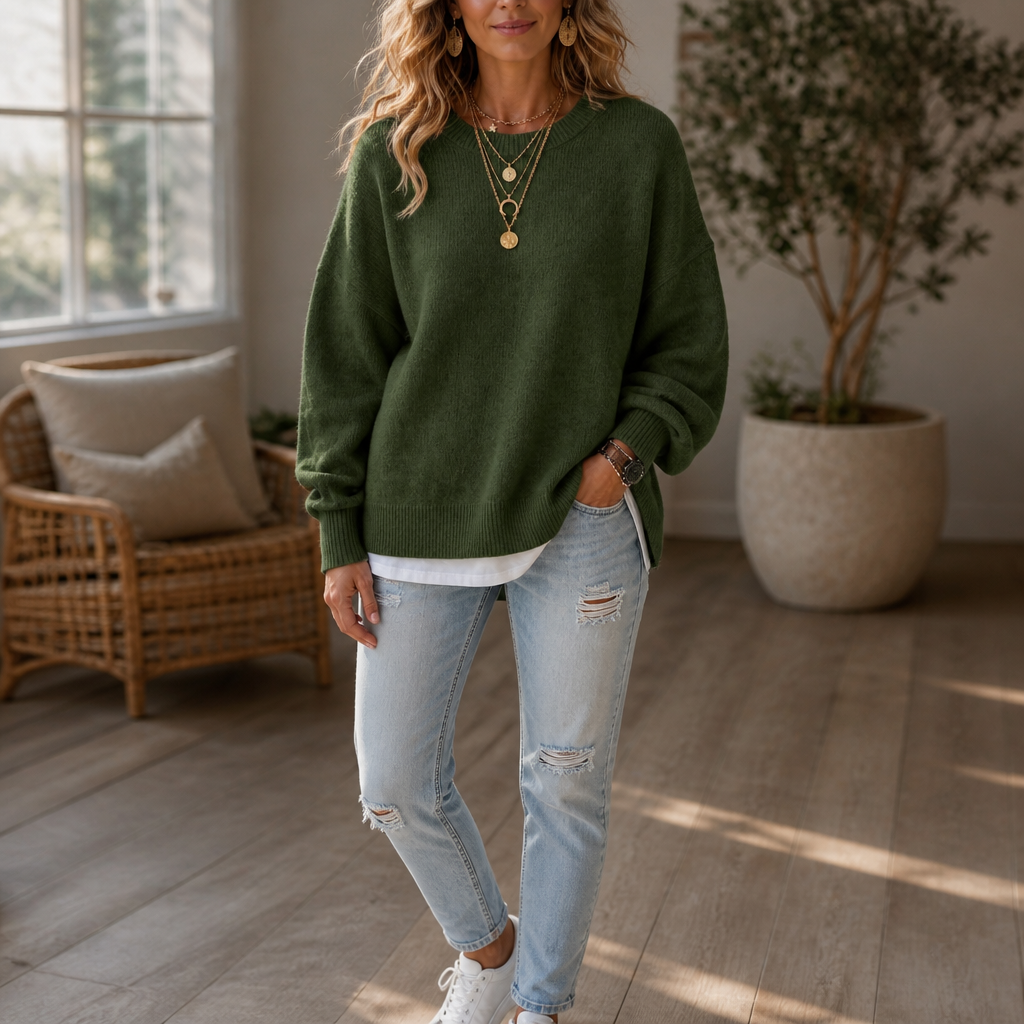 Wearbella – Sweter z obniżonymi ramionami i lanternowymi rękawami