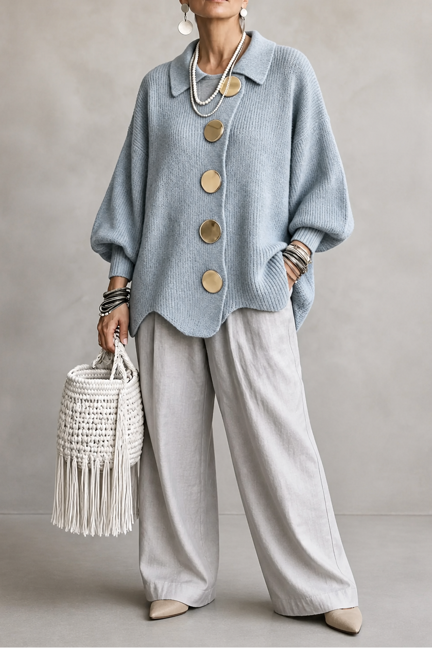 Wearbella – Kardigan z guzikami i falbaniastym dołem w oversize