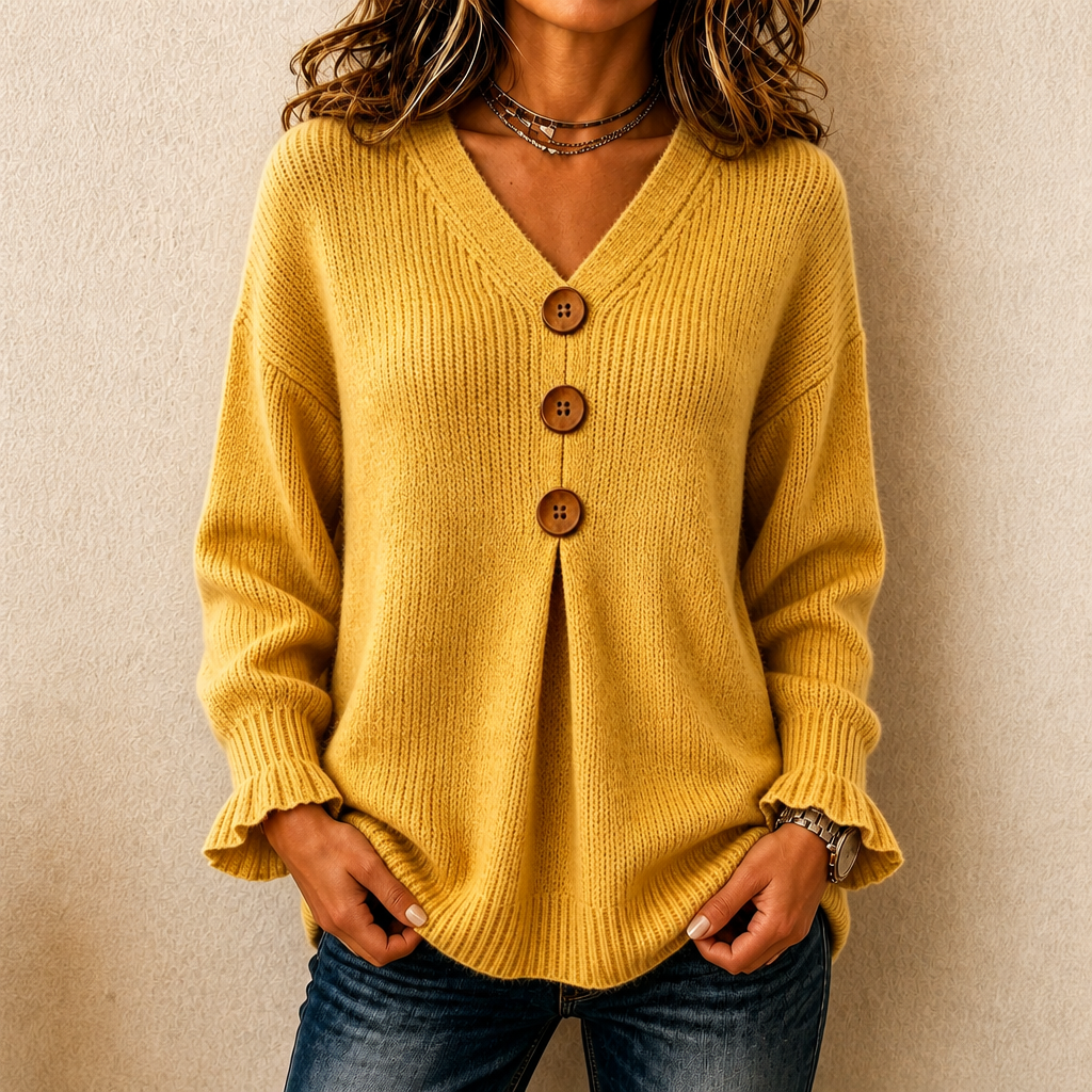 Vessa – Sweter dzianinowy z dekoltem w serek