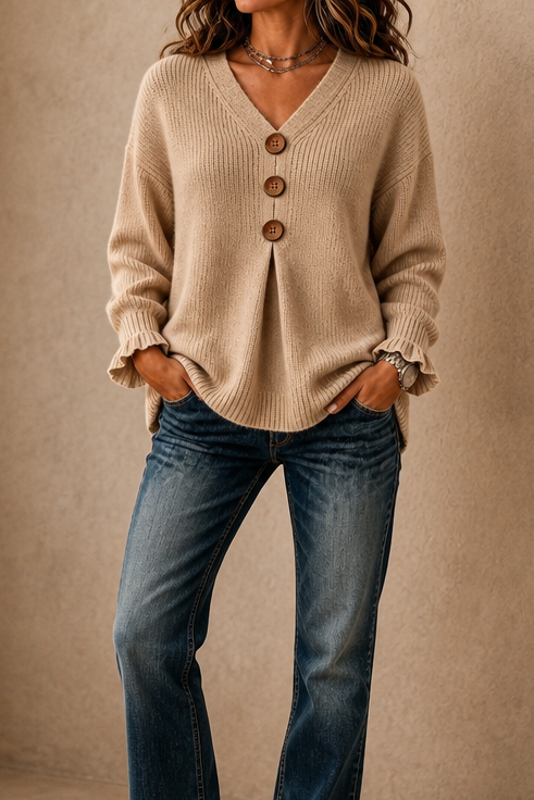 Wearbella – Sweter z dekoltem w serek z prążkowanej dzianiny